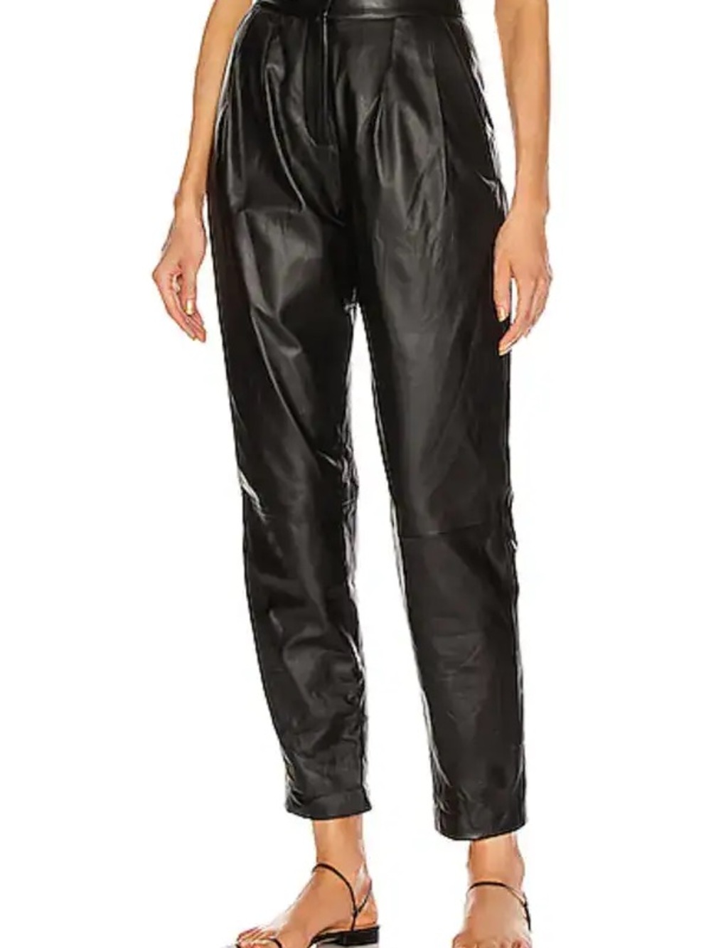 Women’s Black Faux Leather Straight-Leg Pants